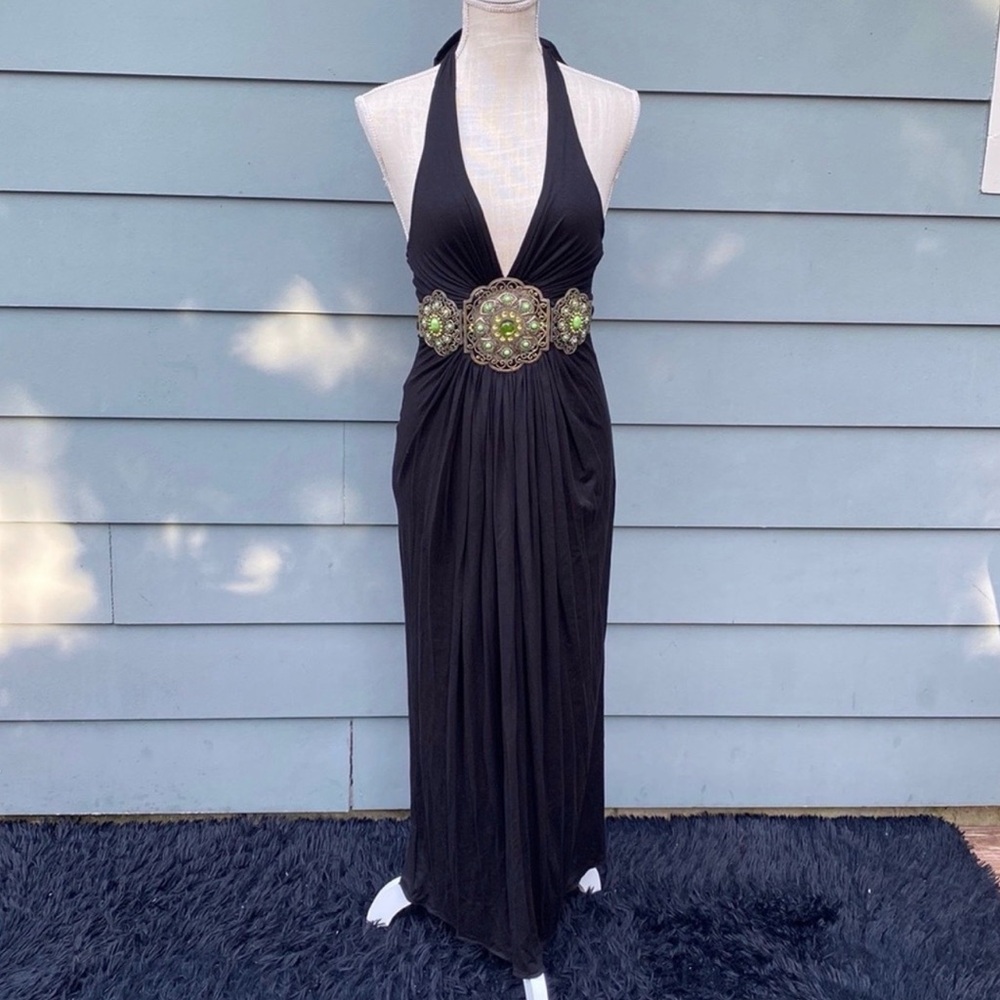 Sky Black Embellished Front Cocktail Dress